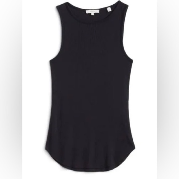 Women's Vince Darby Fitted High Neck Tank in black  -‎ NEW - Picture 1 of 4